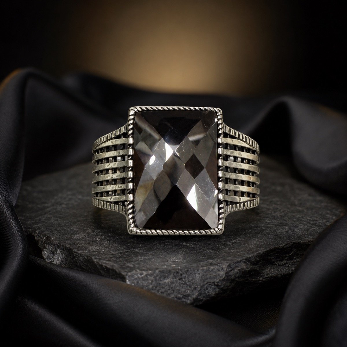Imperial Smoky Quartz Silver Ring — 925 sterling silver rings