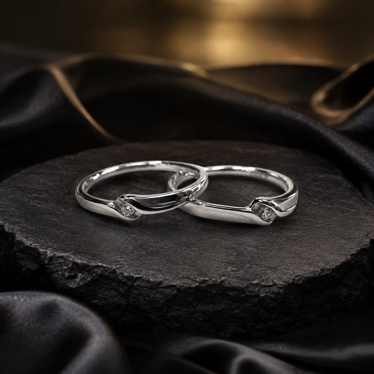 Eternal Wave Couple Ring Set — 925 sterling silver