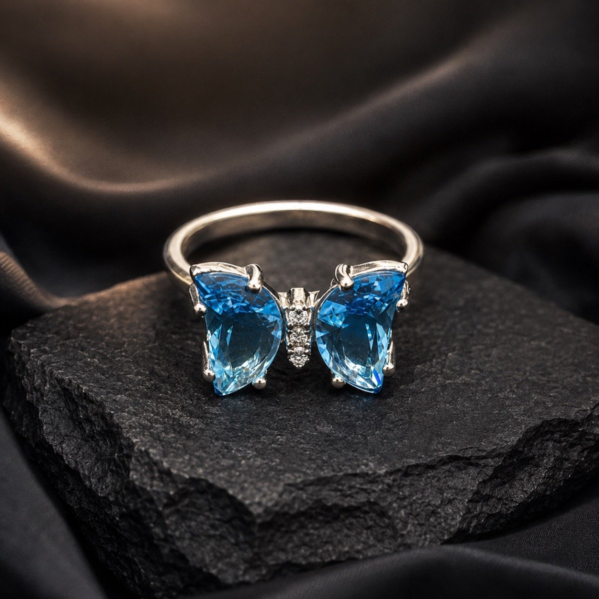 Aqua Wings Butterfly Silver Ring — 925 sterling silver rings