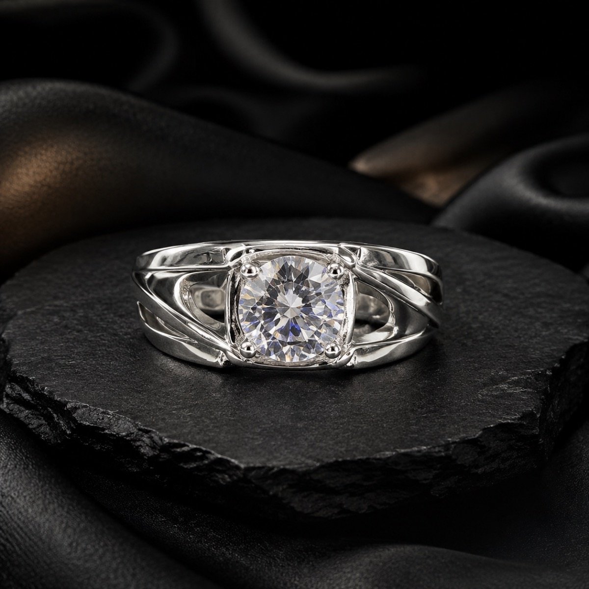 Eternal Wave Solitaire Silver Ring — 925 sterling silver rings