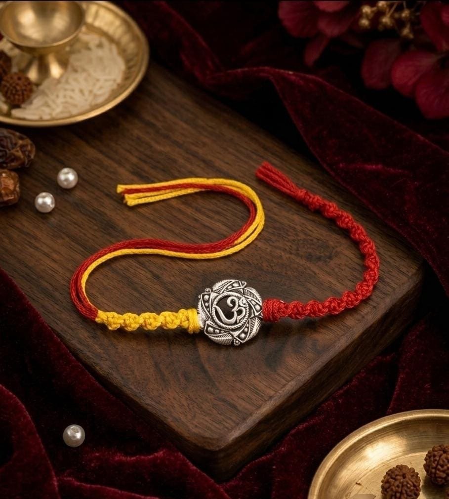 Pranava Om Braided Rakhi — 925 sterling silver