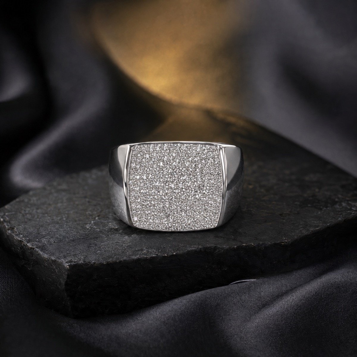 Sterling Edge Pavé Statement Ring — 925 sterling silver rings