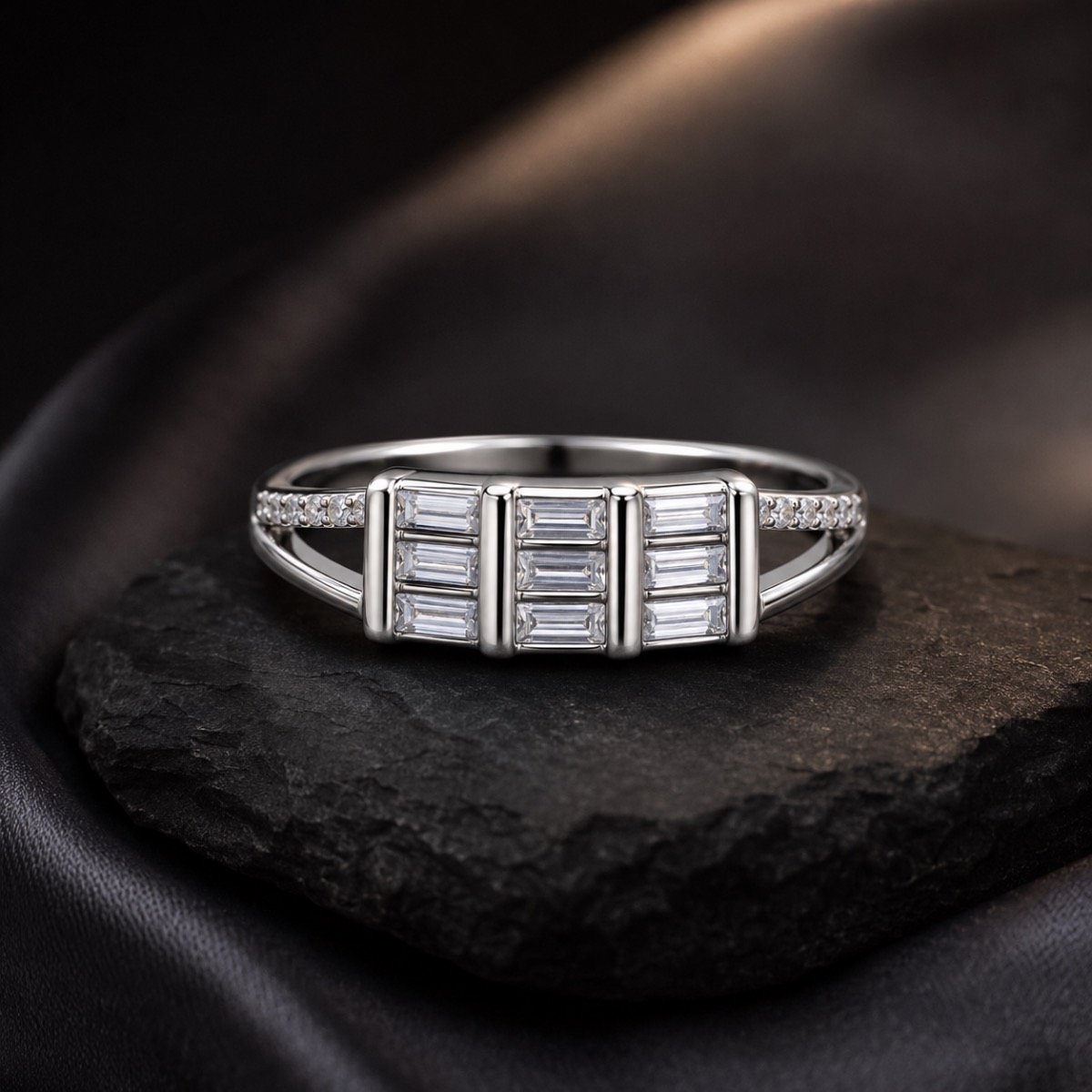 Trinity Baguette Cluster Silver Ring — 925 sterling silver rings