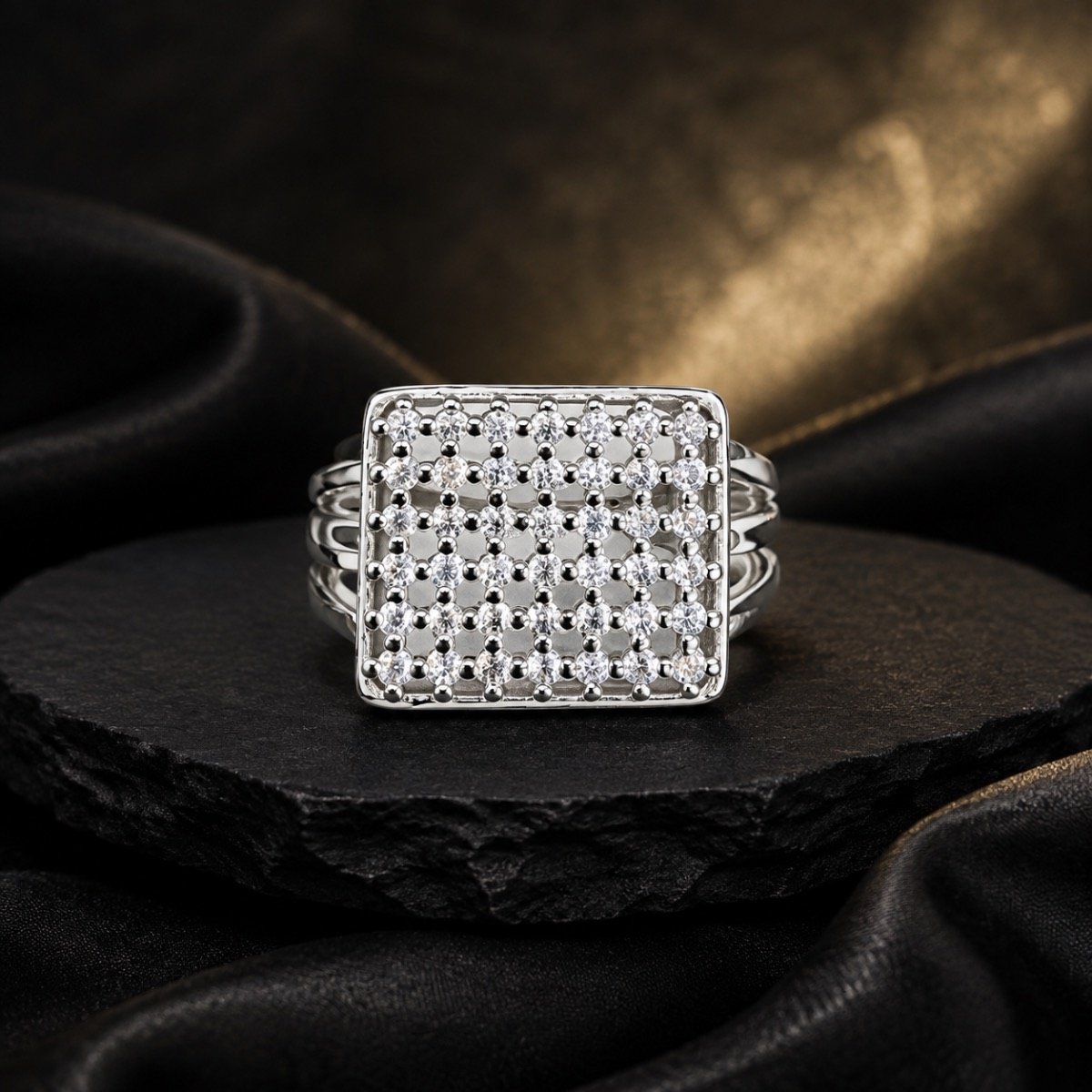 Grand Square Crystal Silver Ring — 925 sterling silver rings