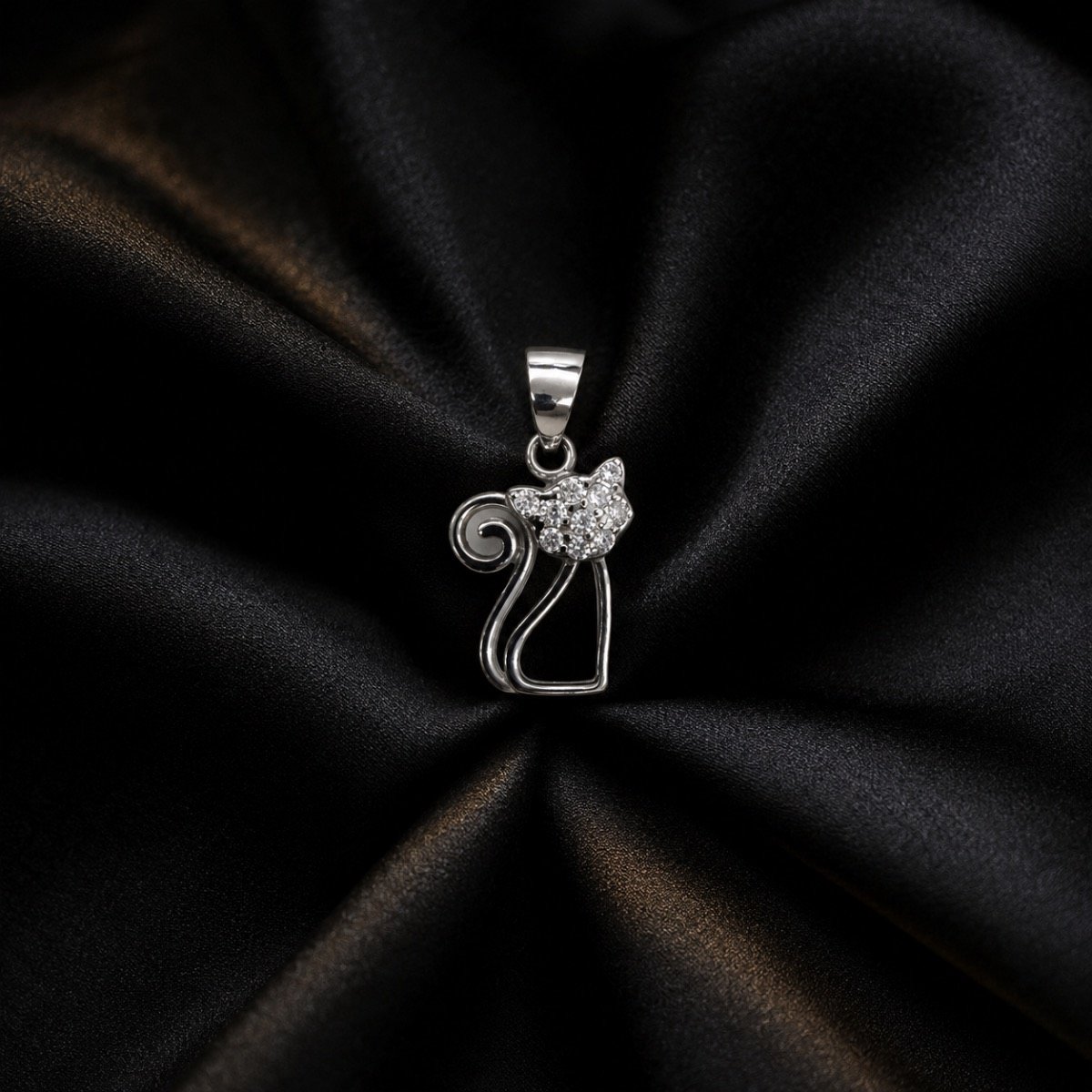 Luna Crystal Cat Pendant — 925 sterling silver pendant