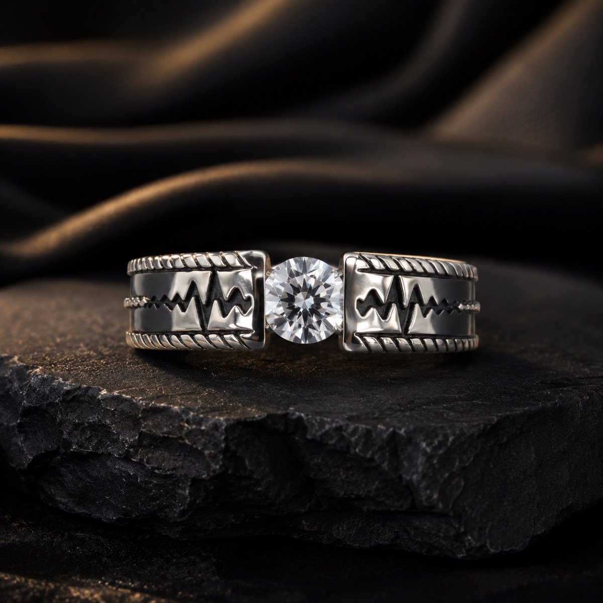 Eternal Pulse Solitaire Silver Ring — 925 sterling silver rings