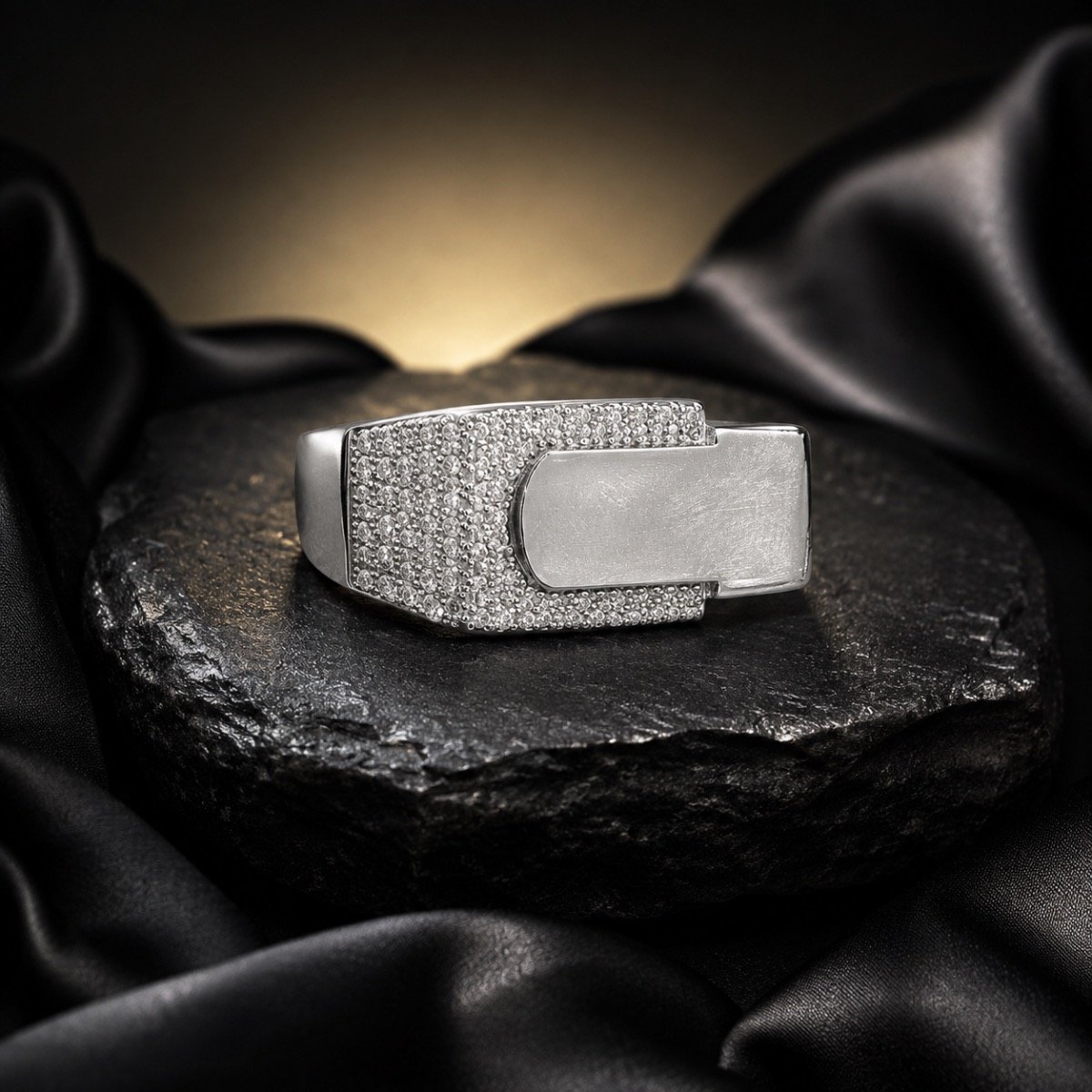 Modern Overlap Pavé Silver Ring — 925 sterling silver rings