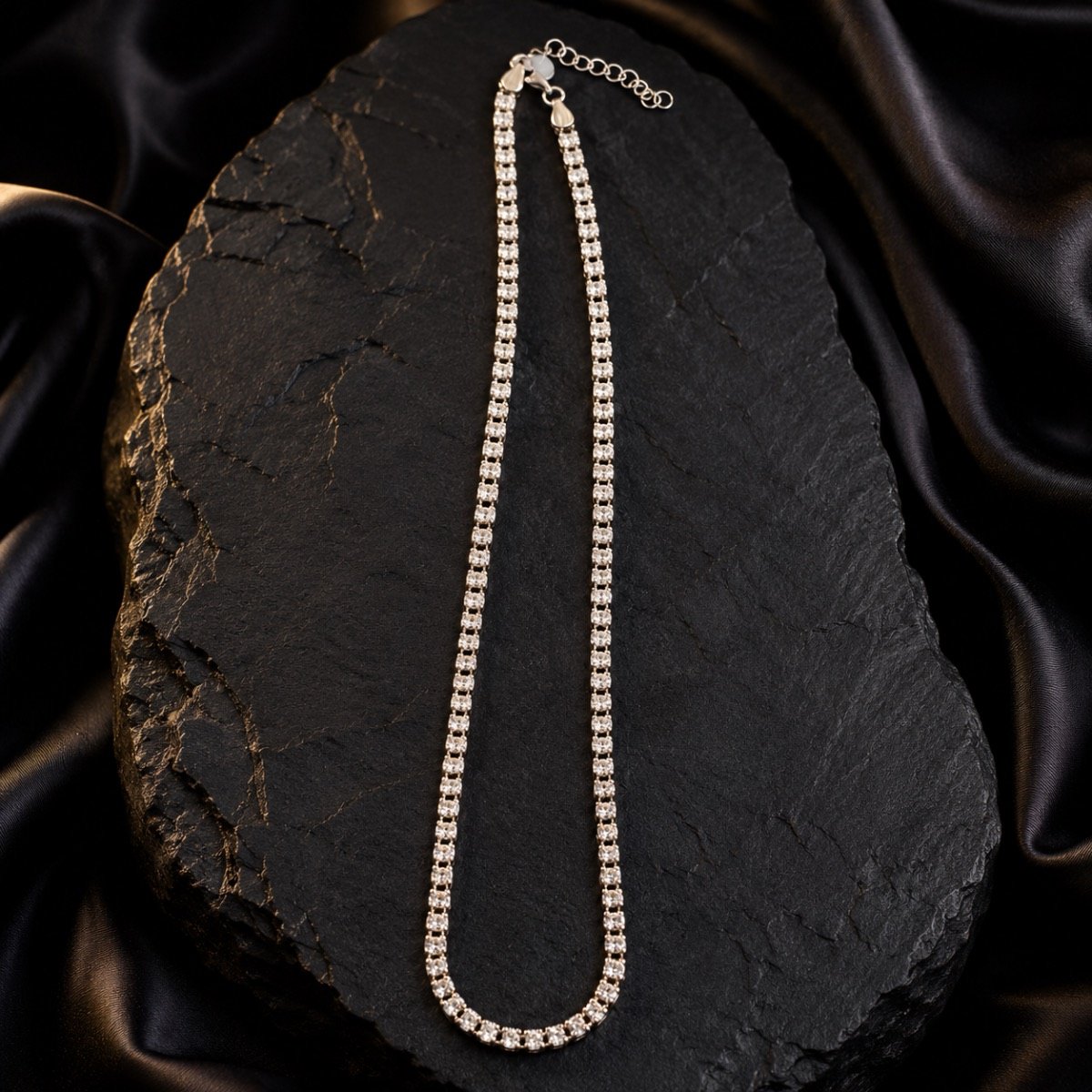 Classic Crystal Tennis Necklace — 925 sterling silver chains