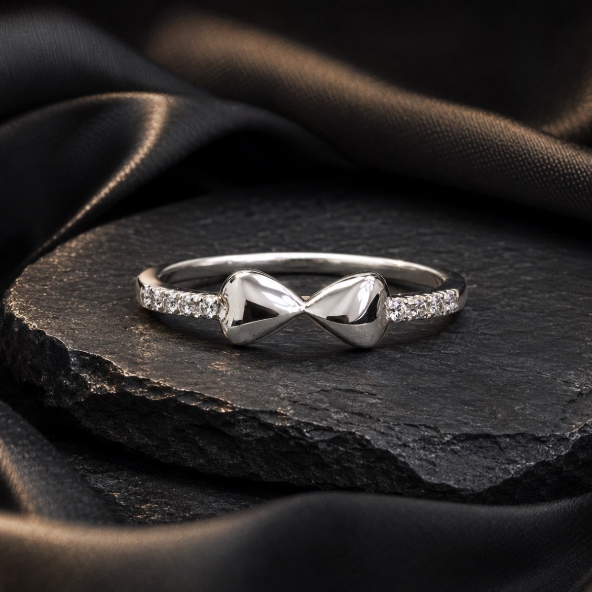 Petite Bow Crystal Silver Ring — 925 sterling silver rings