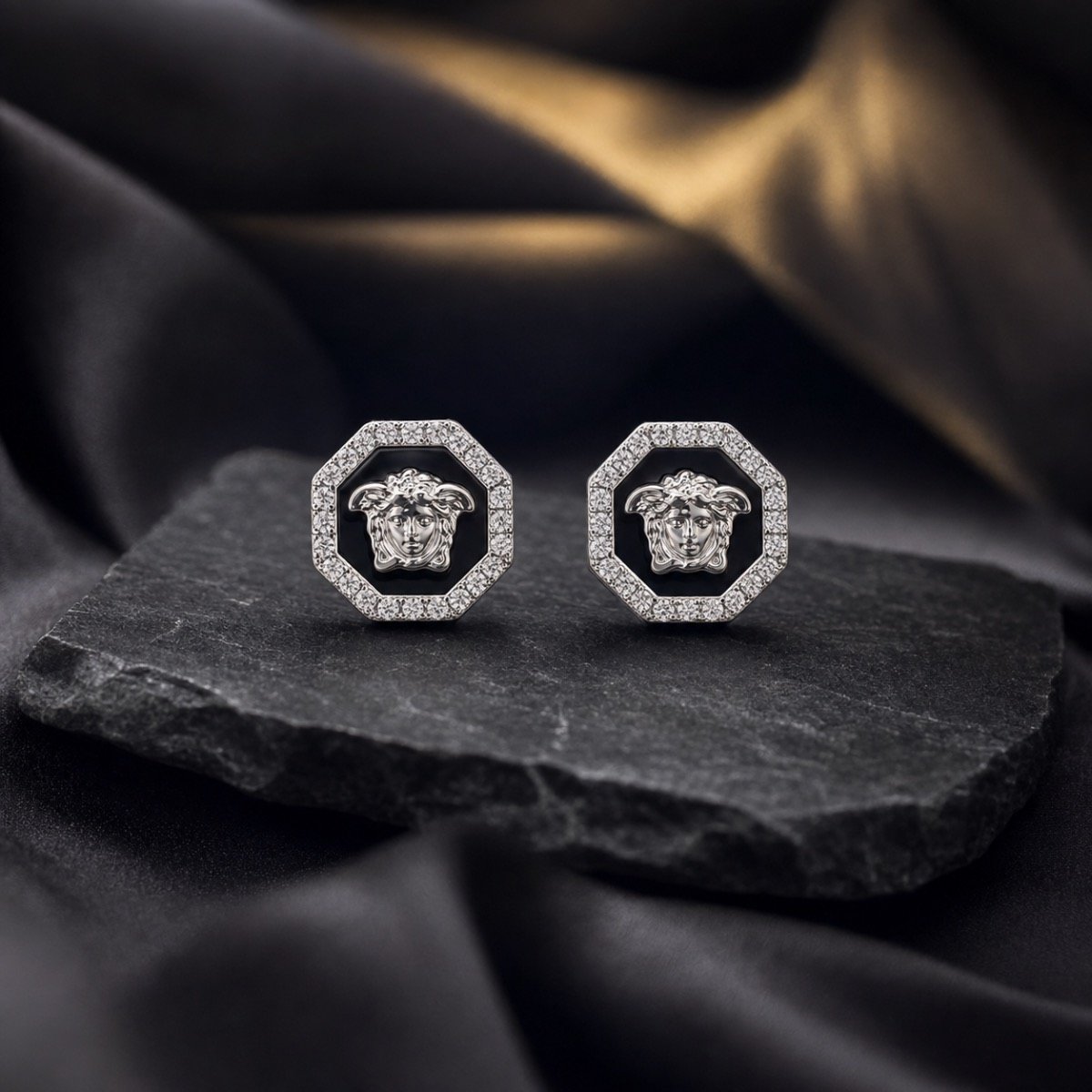Royal Medusa Crystal Halo Earrings — 925 sterling silver earrings