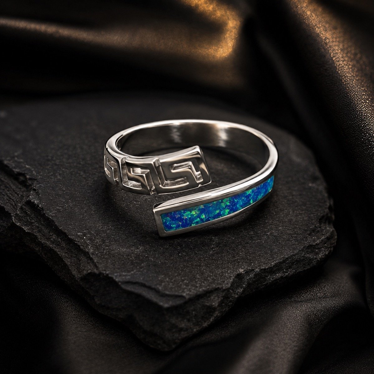 Azure Maze Opal Silver Ring — 925 sterling silver rings