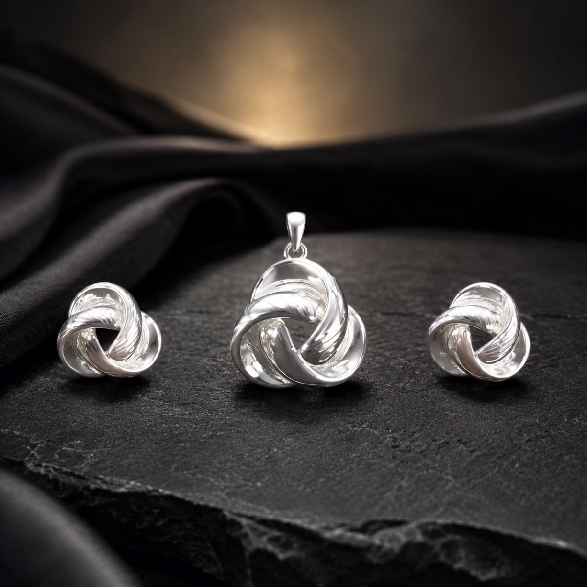 Eternal Trinity Knot Silver Pendant Set — 925 sterling silver pendantbutti