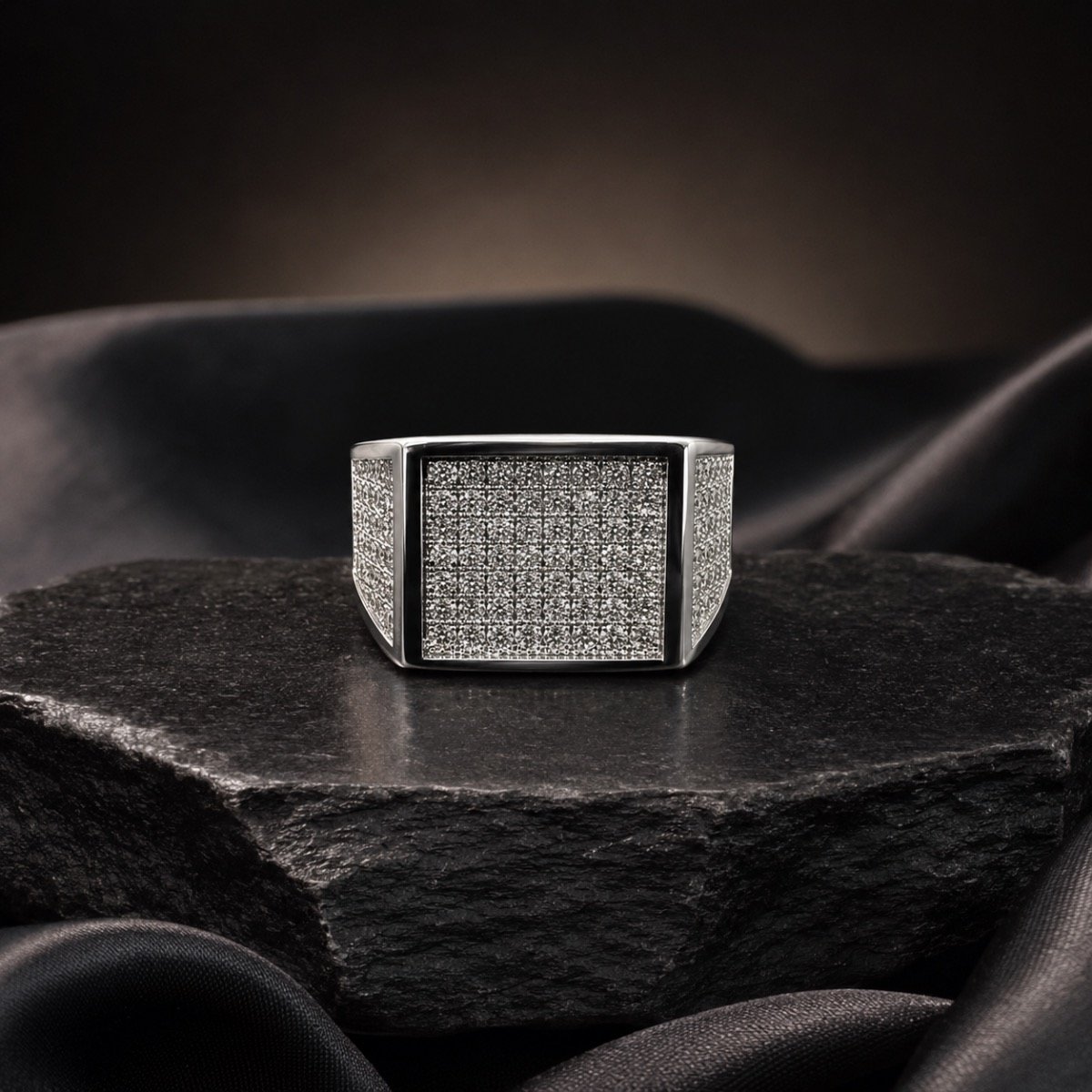 Regent Pavé Signet Ring — 925 sterling silver rings