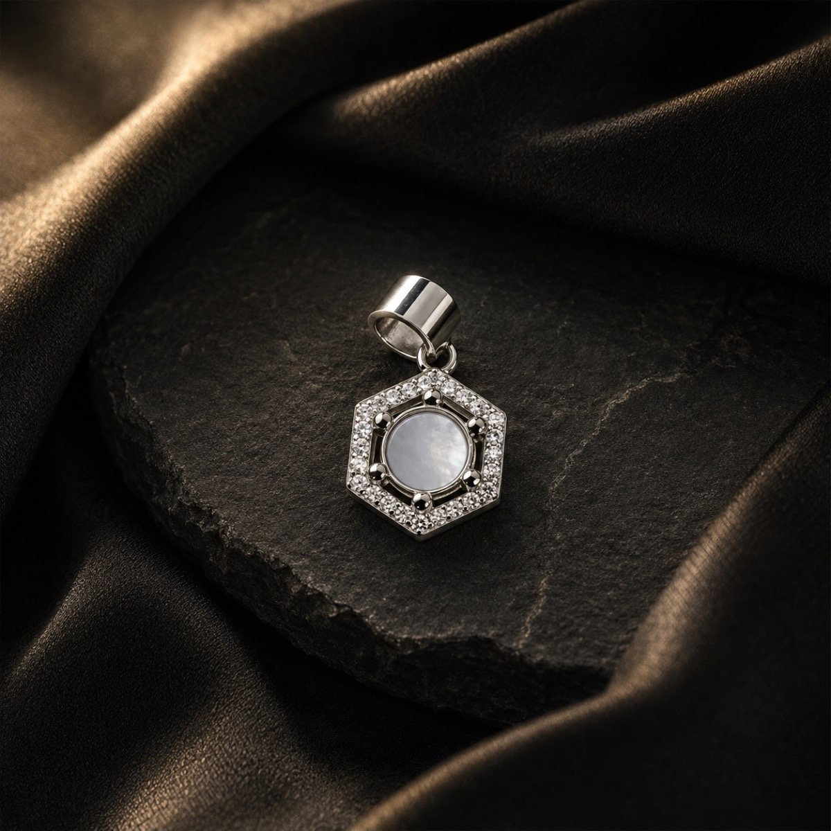 Celeste Pearl Halo Pendant — 925 sterling silver pendant