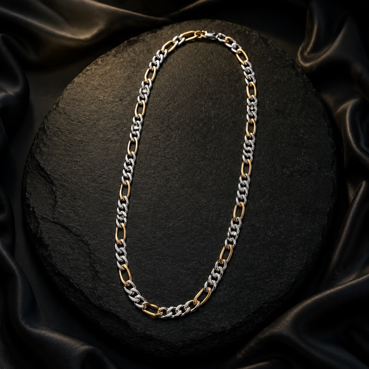 Dual-Tone Figaro Silver Chain — 925 sterling silver