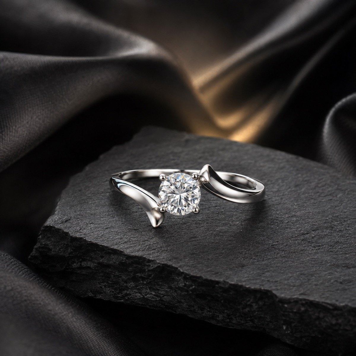 Celestial Twist Solitaire Silver Ring — 925 sterling silver rings