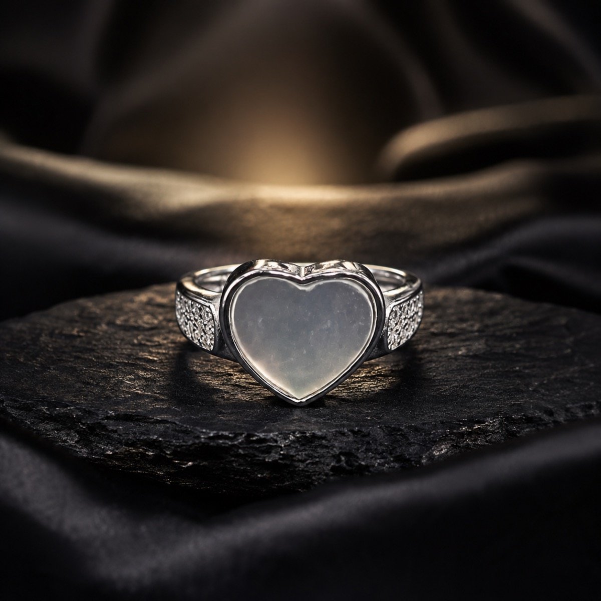 Moonlight Heart Silver Ring — 925 sterling silver rings