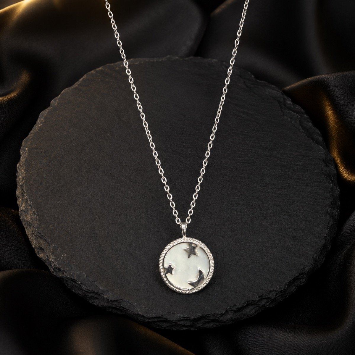Celestial Moonlight Silver Necklace — 925 sterling silver chaindokiya