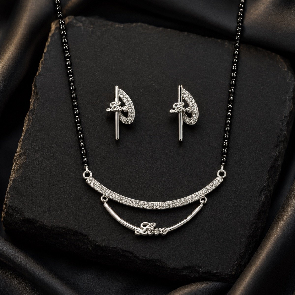 Amora Love Crystal Mangalsutra Set — 925 sterling silver mangalsutra