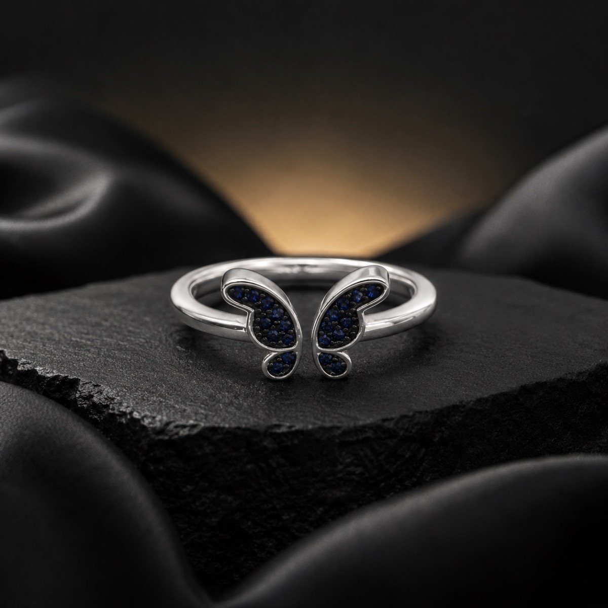 Midnight Wings Butterfly Silver Ring — 925 sterling silver rings