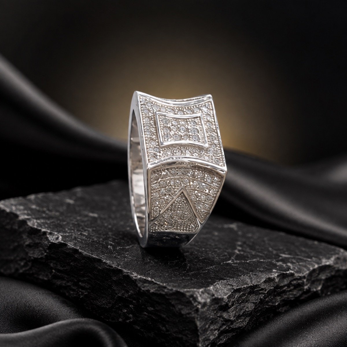 Imperial Diamond Frame Pavé Silver Ring — 925 sterling silver rings