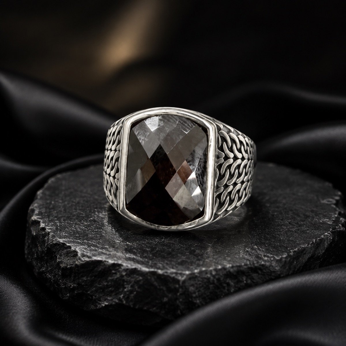 Heritage Smoky Quartz Silver Ring — 925 sterling silver rings