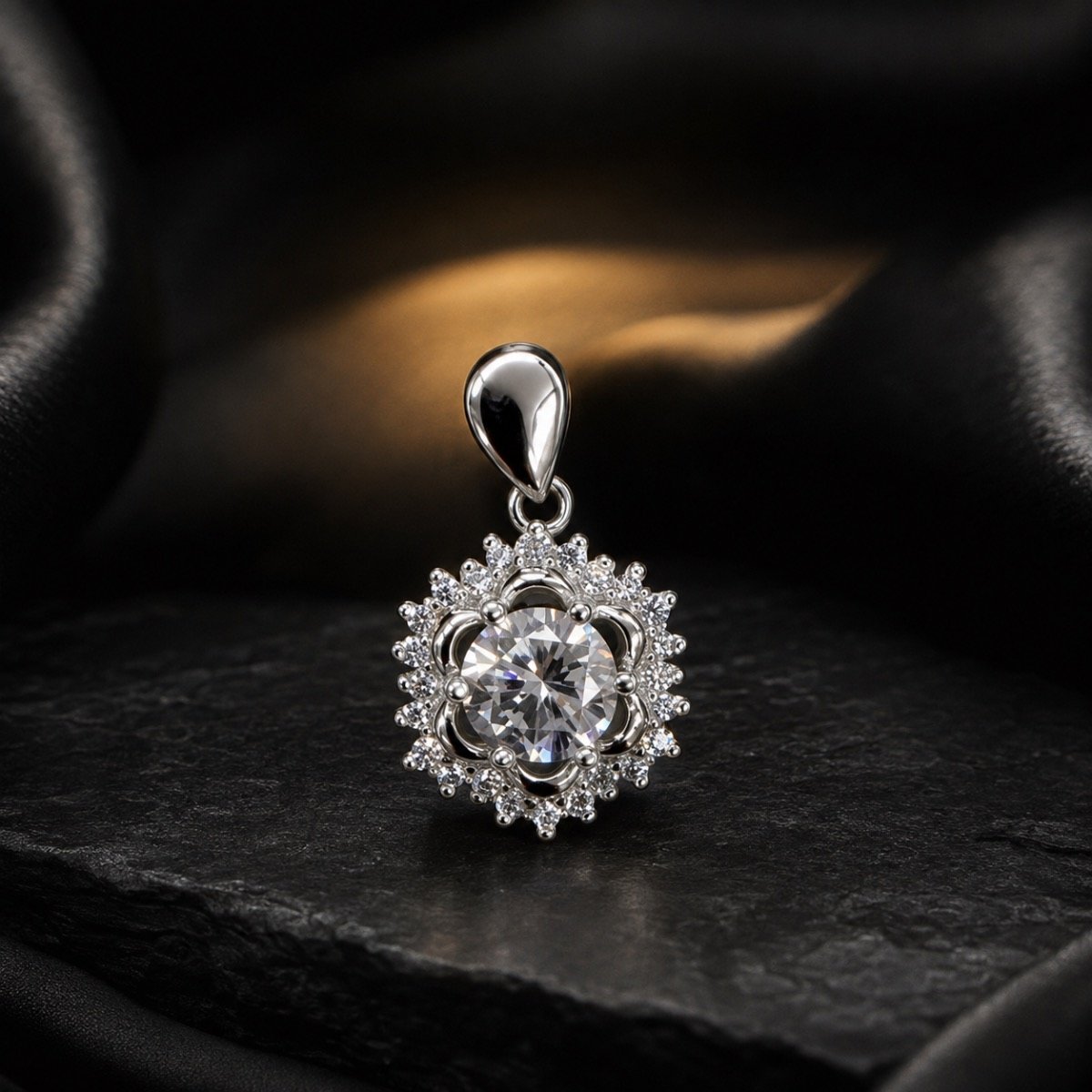Aurelia Floral Halo Pendant — 925 sterling silver pendant
