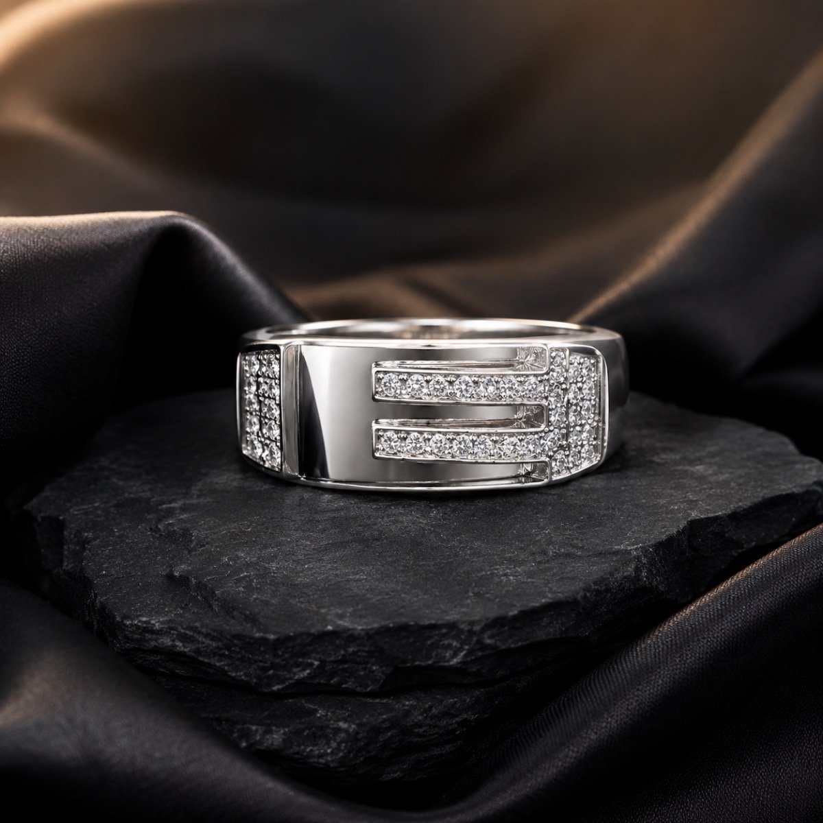 Modern Triple-Bar Pavé Silver Ring — 925 sterling silver