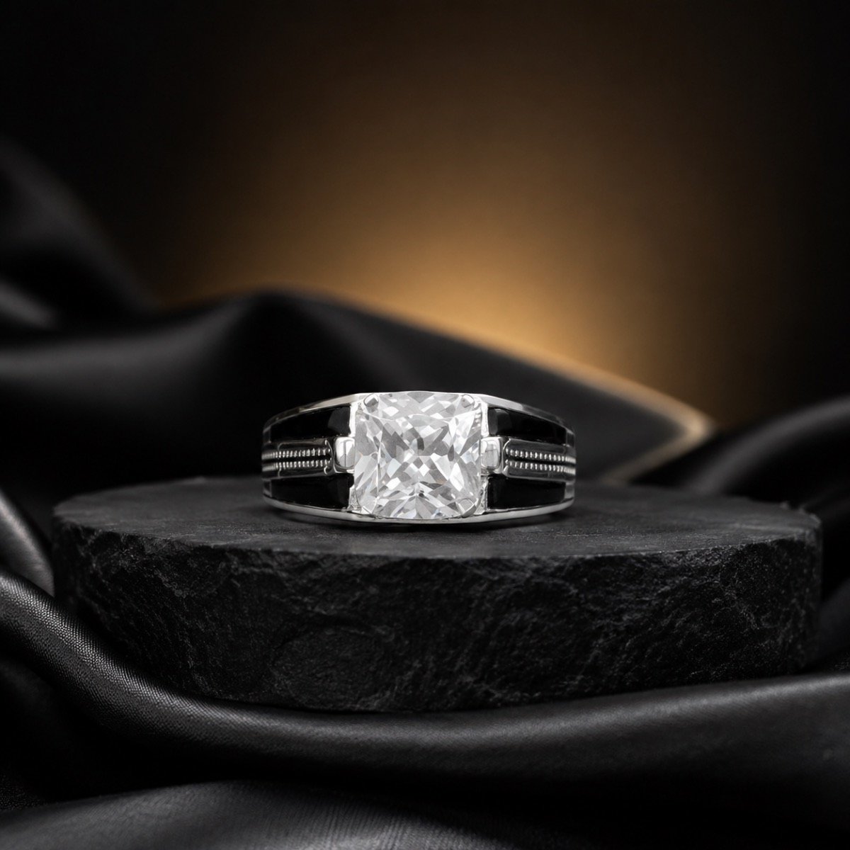 Imperial Cushion Solitaire Silver Ring — 925 sterling silver rings