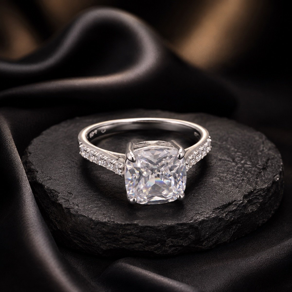 Royal Cushion Solitaire Silver Ring — 925 sterling silver rings