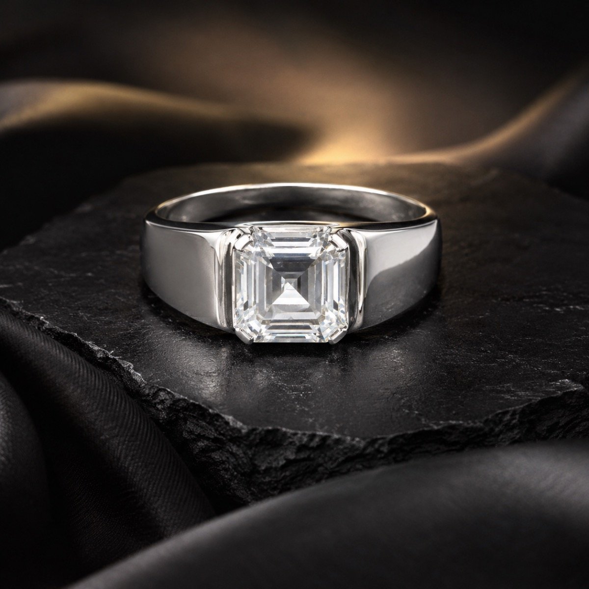 Imperial Asscher Solitaire Silver Ring — 925 sterling silver rings