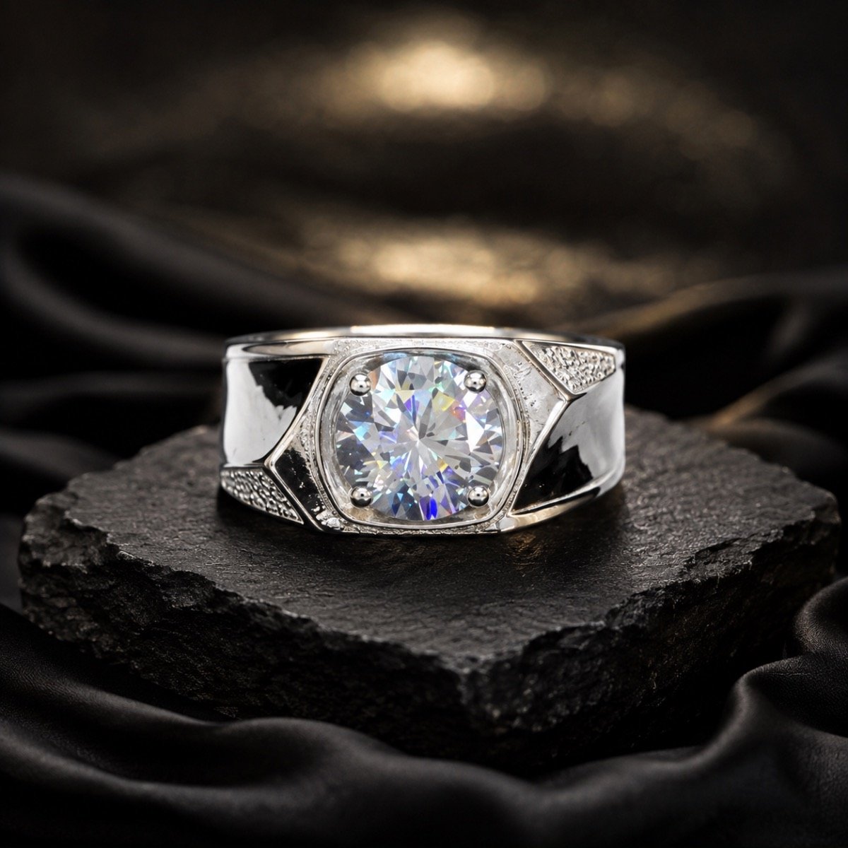 Imperial Round Solitaire Silver Ring — 925 sterling silver rings