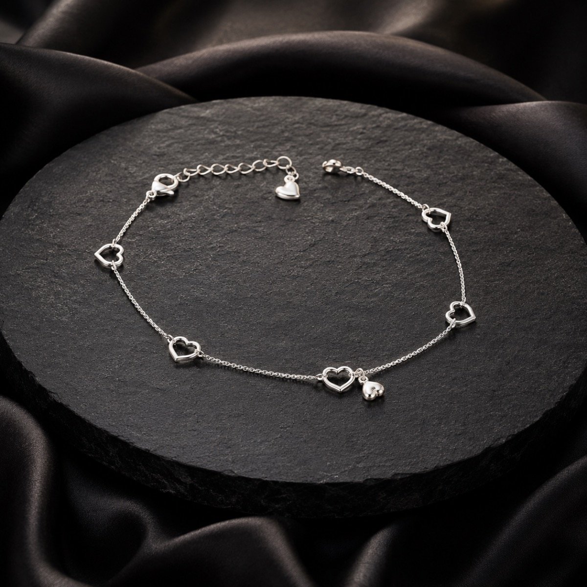 Open Heart Station Silver Anklet — 925 sterling silver anklets