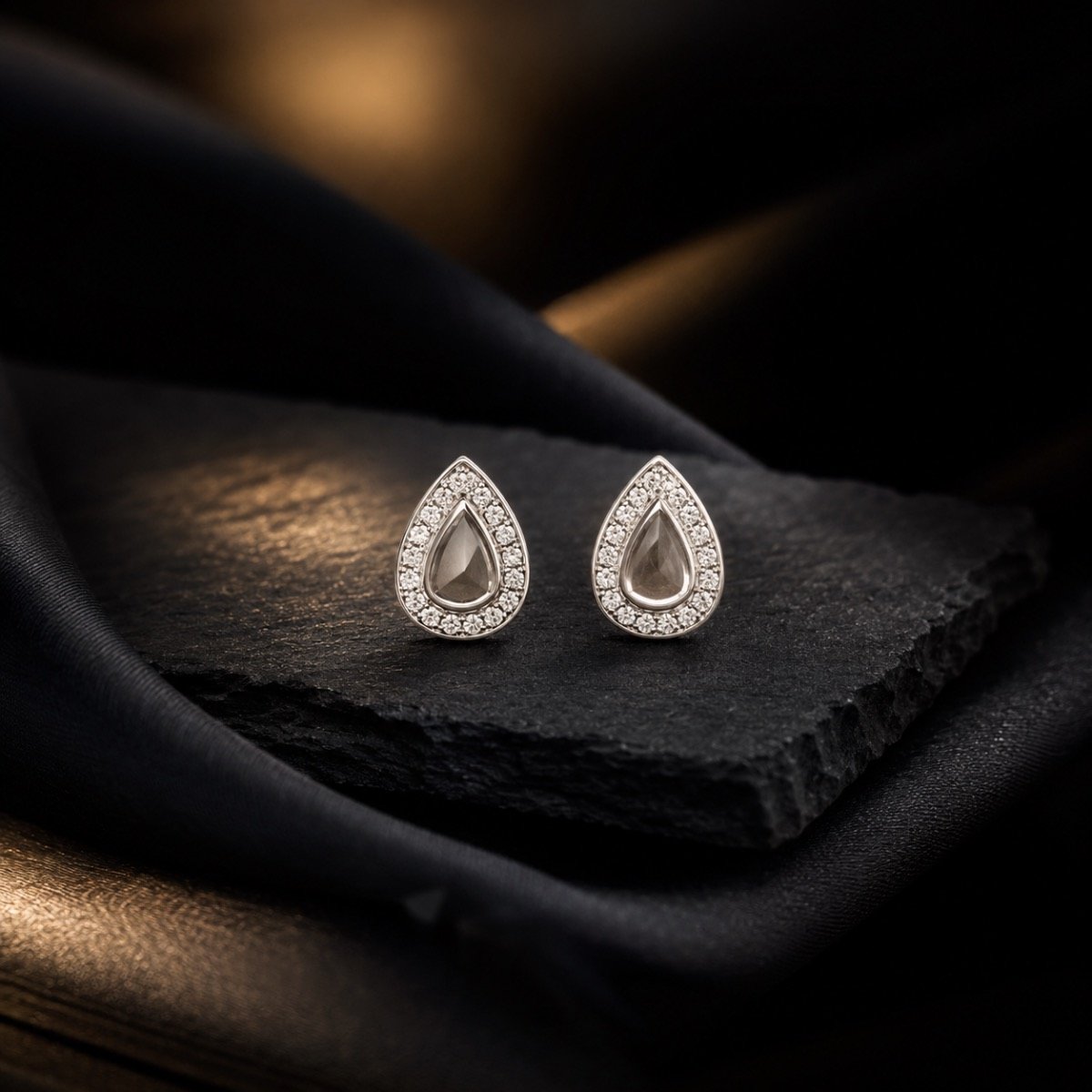 Celestial Teardrop Halo Earrings — 925 sterling silver earrings