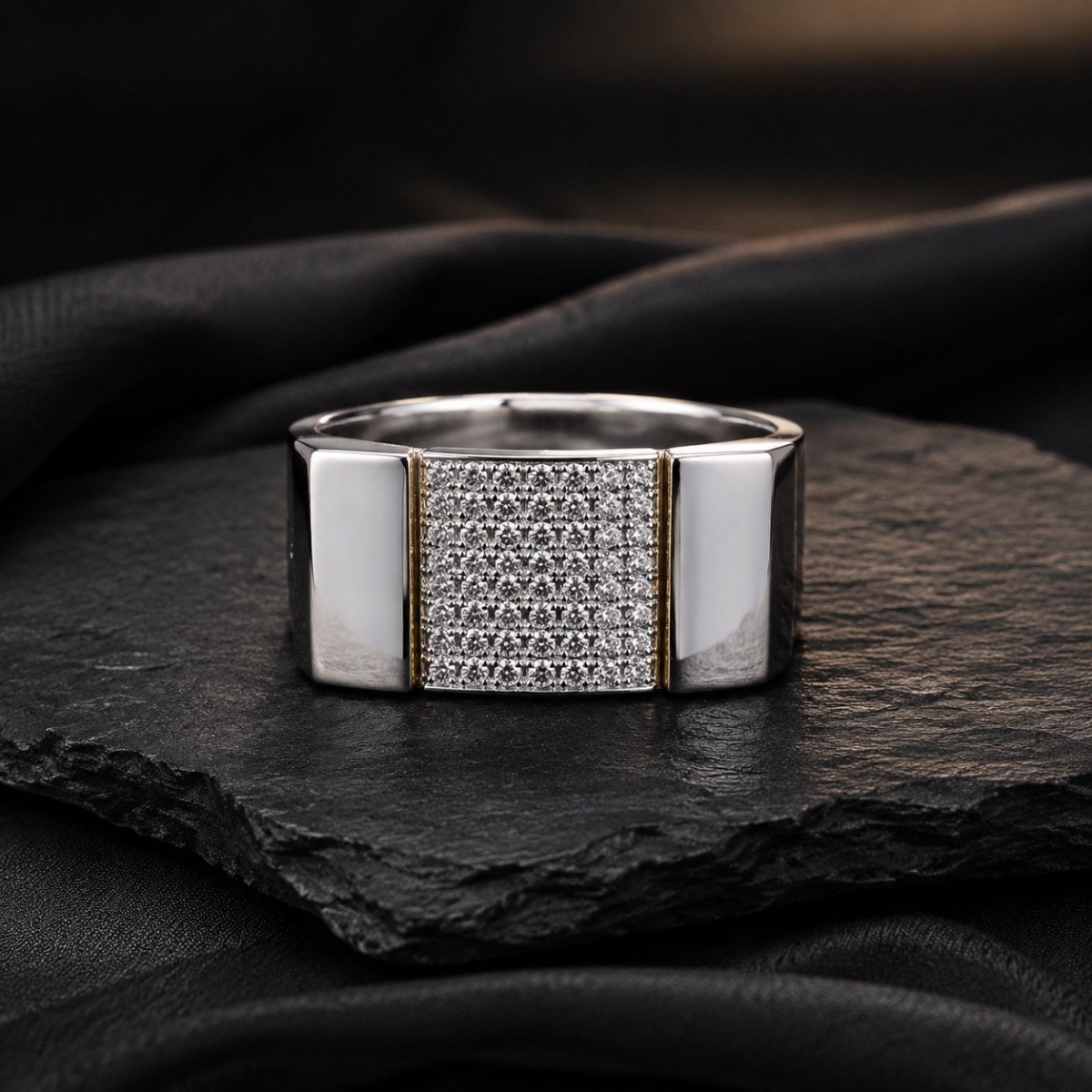 Regal Centre Pavé Silver Ring — 925 sterling silver rings