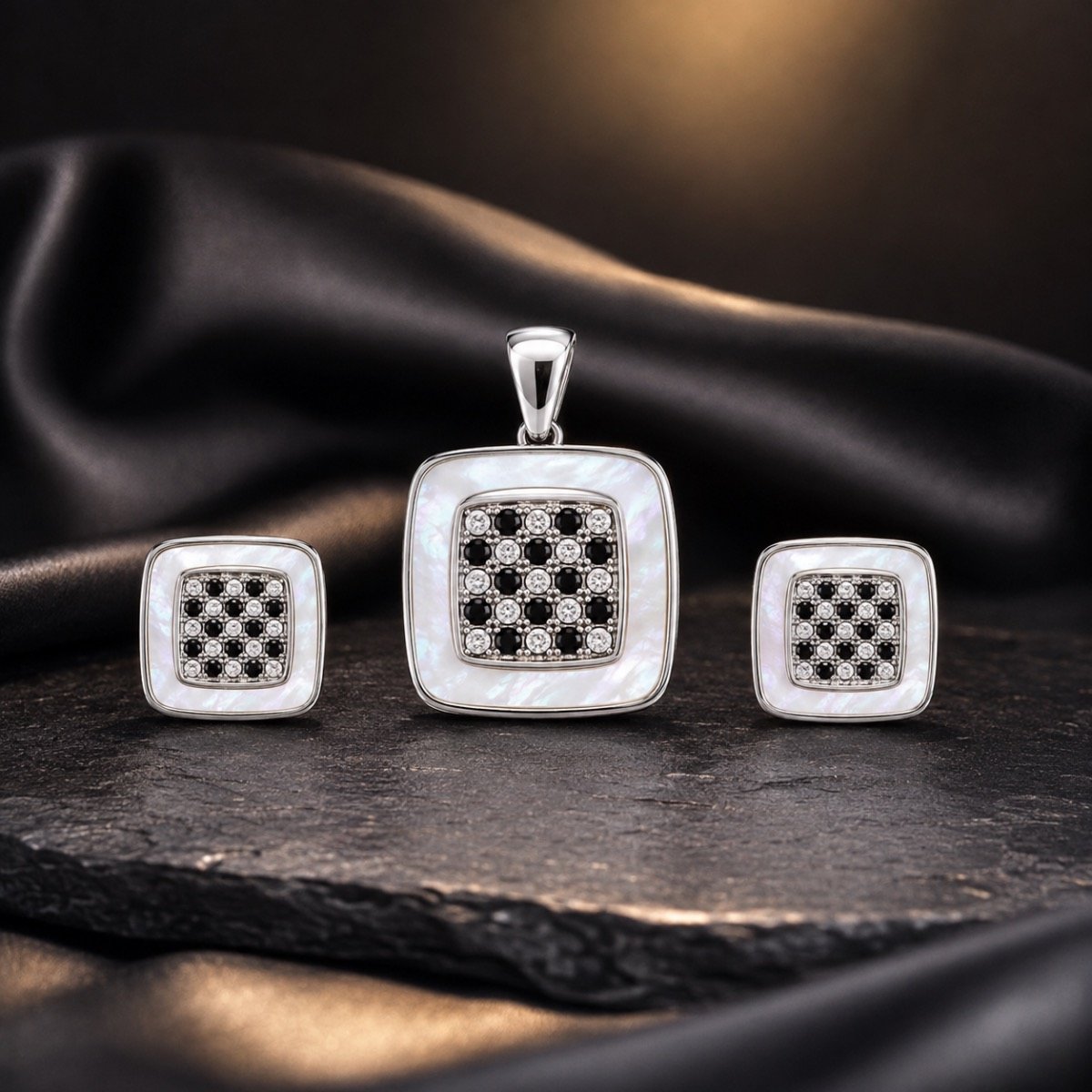 Lumière Square Silver Pendant Set — 925 sterling silver pendantbutti