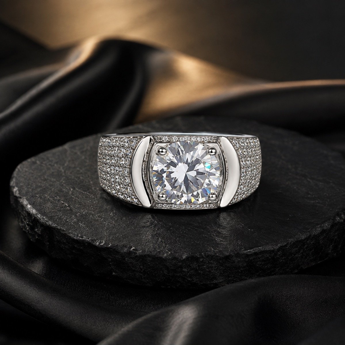 Majestic Round Solitaire Silver Ring — 925 sterling silver rings